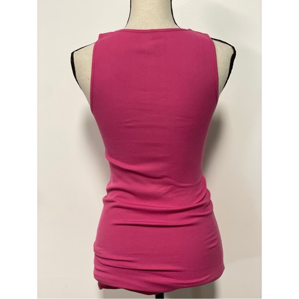 2 Cute Ribbed Racerback Tank Top Pink Juniors One Size - Picture 3 of 3